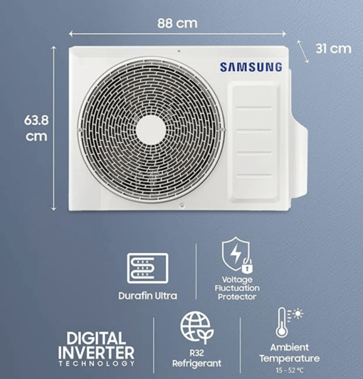 Samsung 2 Ton 3 Star Wi-fi Enabled Inverter Split AC (Copper, Convertible 5-in-1 Cooling Mode, Anti-bacterial Filter, 2023 Model AR24CYLZABE White) - Image 4
